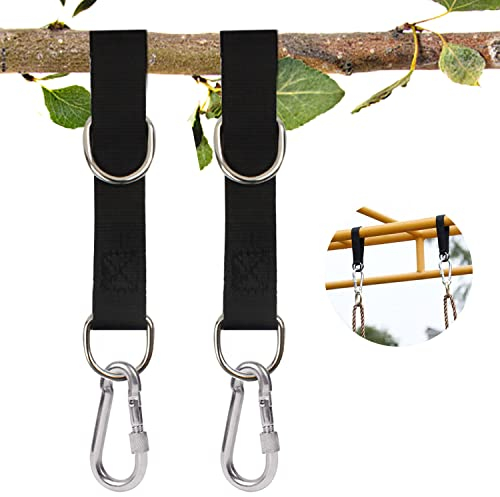 AMONENZ 2 Stücke Schaukel Befestigung Baum, Schaukel Befestigung, 55cm Schaukel Aufhängung, Hält bis zu 400kg, mit 2 Karabiner, für Baumschaukelsitz, Hängematte, Planke