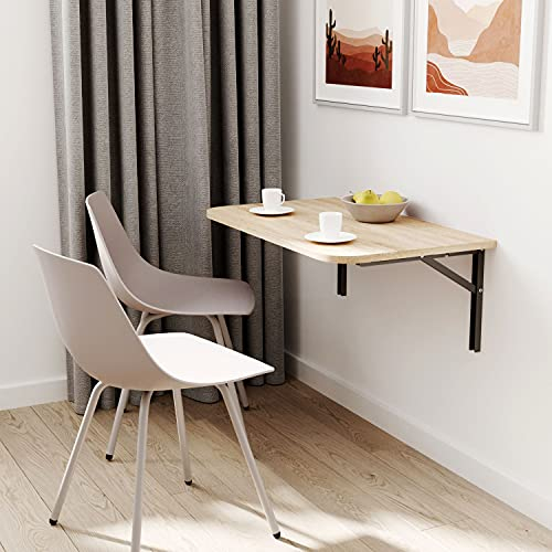 AKKE 80x60 | Wandklapptisch mit abgerundete Ecken Klapptisch Wandtisch Küchentisch Schreibtisch Kindertisch | Sonoma