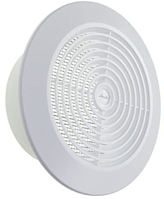 Vent Systems 125 mm / 4.92'' Inch - White - Plastic - Dismantable Ceiling Grille - Round Air Vent Louver - Grill Cover - Nylon Screen - HVAC Vents for Bathroom, Home Office, Kitchen