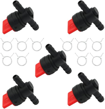 Nakkaa 5 confezioni 698183 valvola di intercettazione carburante in linea diritta 1/4 valvola carburante con clip a molla per tosaerba 494768 493960 AM107340 AM36141