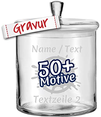 LEONARDO Vorratsglas/Vorratsdose mit Gravur personalisiert für Süßigkeiten und Kekse, Keksdose/Keksglas graviert, Plätzchendose/Bonbonglas 17x15 cm