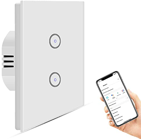 Jinvoo Interruttore Della Luce intelligente Interruttore WiFi Interruttore Smart,Timer, Nessun Hub Richiesto, Compatibile con Alexa/Google Home, Alimentato da Tuya, Bianco