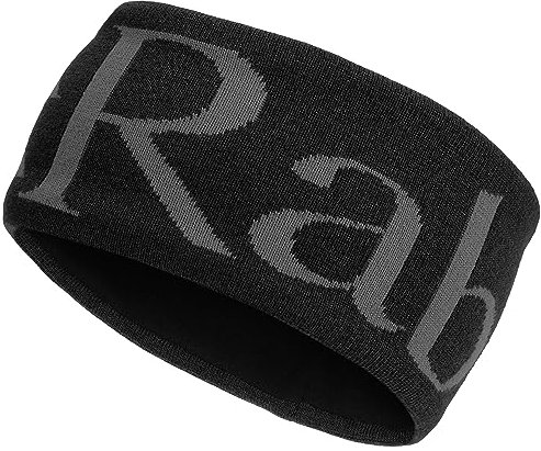 Rab Knitted Logo Headband - Fleece Ear Warmers for Trail Running, Trekking, & Skiing - Anthracite - One Size