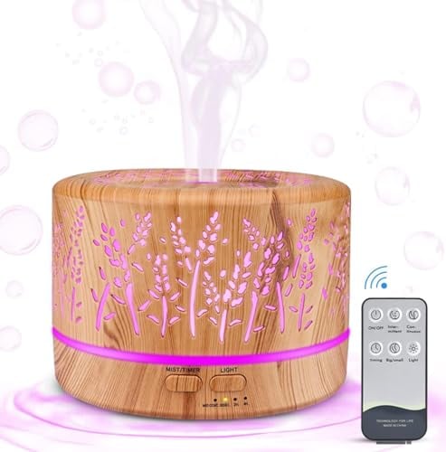 500ml Aroma Diffuser Luftbefeuchter Humidifier, Aromatherapie Diffuser BPA Frei für Ätherische Öle, Öle Diffusor mit Timer 7 LED Lichtfarben für Baby Zuhause Schlafzimmer Büro Yoga