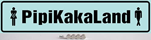 AGDeko® Blechschild 46x10cm Pipi Kaka Land lustiges Hinweis Schild Toilette WC mit Magnete