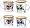 TDN Panda Teegläser mit Henkel 4 Stück, Kaffeegläser mit Deckel 400ml, Panda Geschenk Cappuccino Gläser für Tee, Kaffee, Wasser, Latte Macchiato, Spülmaschinenfest