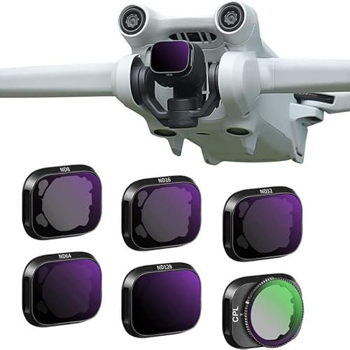 6 Pack-ND Filters Set for DJI Mini3 / Mini 3 Pro Accessories,for Bright Sunny Daylight,Multi Coated HD Glass,32-Layer Coating HD AGC Optical Glass(UV, CPL, ND8, ND16, ND32, ND64)