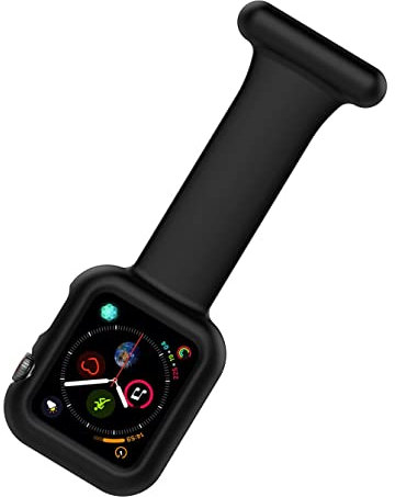 Nurse Apple Watch Brooch Fob, strap for Nurses Doctors Healthcare Paramedics, Silicone Pin Fob, 2 in 1 Infection Control Design compactible with iwatch Series 7, 6, SE,5,4,3,2,1 (42/44/45mm) Black