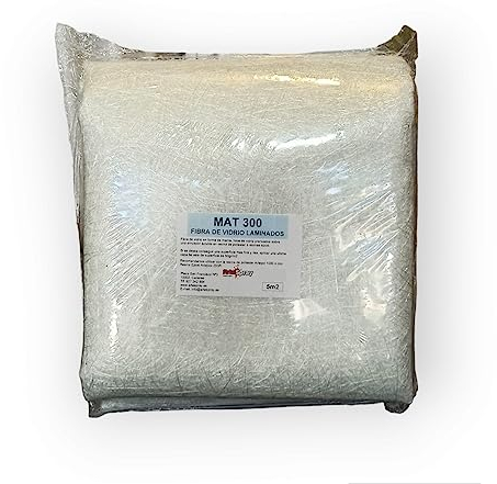 Artespray - Fibra De Vidrio Mat 300 5m2 (300gr/m2) Para utilizar Con Resina de Poliester o Epoxi y realizar reparaciones