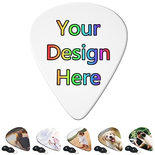 Personalisierte Gitarre Picks 6-Pack für Akustik, E-Gitarre, Bass, Ukulele - Benutzerdefiniertes Plektrum mit Halter - Zubehör Geschenk für Spieler, Männer, Frauen, Papa