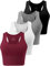 Star Vibe 4 Stücke Sport Crop Top Set Damen Basic Sporttop Tanktops Frauen Yoga Sport Top Damen Fitness Black/Dark Grey/White/Wine M