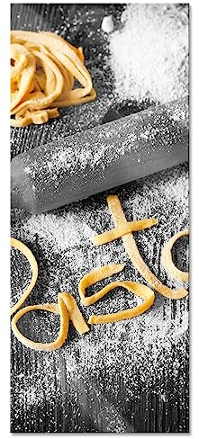 Pixxprint Glasbild Panorama, Wandbild aus Echtglas, Pasta vor Nudelholz, 100x40 cm, inkl. Aufhängung und Abstandshalter