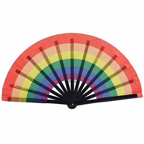 Lwuey Regenbogen Fächer Faltbar, Handventilator für Pride Festivals Hochzeiten 30cm Rainbow Fans Tragbarer Party Deko Fächer aus Stoff Geschenkidee für LGBTQ Events Tanzpartys Sommerfeste