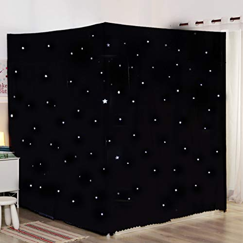 UNICOKA Niedliche Prinzessin mit hohlen Sternen, schwarzer 4-Eck-Pfosten-Betthimmel-Vorhang mit Schlafzimmer-Dekoration wie Sternenhimmel für Erwachsene, Mädchen, Jungen, Betthimmel, Kinder- und Kin