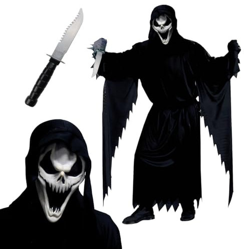 AirSuit Serial Killer Kostüm für Erwachsene | Bestehend aus 1 Kostüm, 1 Maske und 1 Messer | Halloween Phantom Killer Kostüm | Cosplay Horrorfilm | 100% Fun | OriginalCup