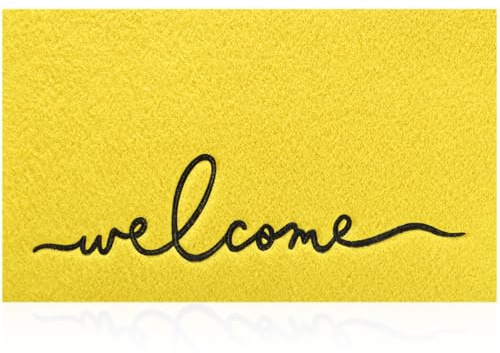 MWAZZLL Yellow Door Mat Outdoor Indoor Welcome Mat Low-Profile Non Slip Doormat Easy to Clean Entrance Mats for Front Door,Patio,Porch Decorative