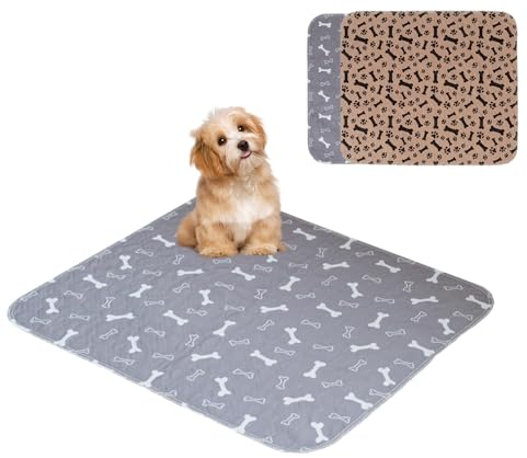 Voarge 2 Piezas 90 * 80cm Empapadores de Adiestramiento Bandeja Perros Pipi Lavable con Base Antideslizantes para Jaula, Cama, Entrenamiento