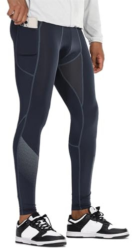 Muscle Alive Herren Yoga Kompressionsunterwäsche Leggings Strumpfhose Trainieren Hosen Fitnesshose Grundschicht Kühl trocknen Dunkelgrau S