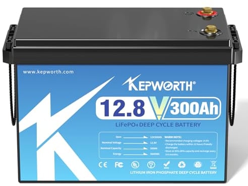 KEPWORTH LiFePO4 300Ah 12V Batterie, 3840Wh Lithium Akku mit 200A BMS, Max. 15000 Zyklen, Perfekter Ersatz für Blei-Säure für Wohnmobile, Solaranlage, Boot, Solarpanel Kit,Camping