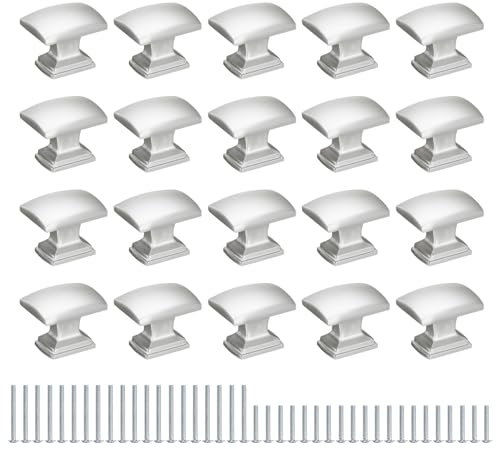 sourcing map Paquete de 20 Pomos para Armarios de Cocina, 1.2 Pulgadas(30mm), Tiradores de Cajones, Herrajes para Armarios, Pomos para Cajones de Armario, Plateados