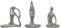 Glas Art handmade 3er Set aus schönen Yoga Figuren Dekofigur für Yoga Pilates Meditation Wohnzimmer Esszimmer (Grau, 15x18cm)