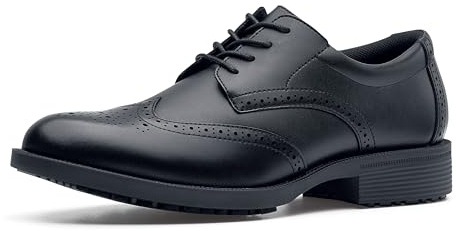 Shoes for Crews Executive Wing Tip IV – Bequeme Berufsschuhe, Obermaterial Leder, Verstellbarer Riemen, wasserabweisend, Rutschhemmende Laufsohle, OB E SRC – für Herren