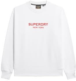 Superdry Damen Sport Luxe Sweatshirt mit Rundhalsausschnitt Brillant Weiß 38