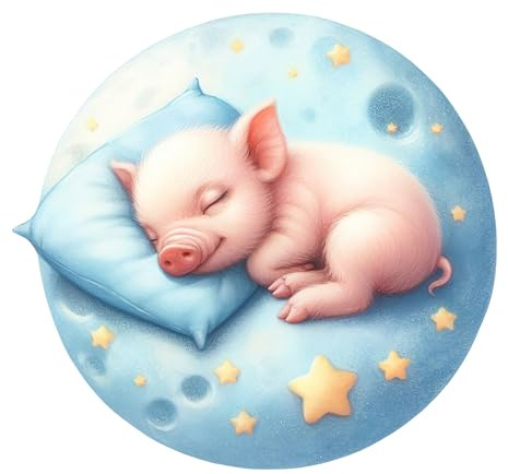 GRAZDesign Wandtattoo Babyzimmer Junge Baby Schwein schlafend - Wandaufkleber Kinderzimmer Wanddeko selbstklebend - 32x30cm