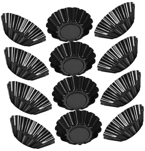 Zerodeko 12pcs Cupcake Mould Cookie Molds Mini Egg Tart Pan 2 Inch Fruit Tart Egg Tart Molds for Baking Tart Muffin Cup Baking Mould Mini Tart Pan Mini Pie Tin Metal Bozai Cake