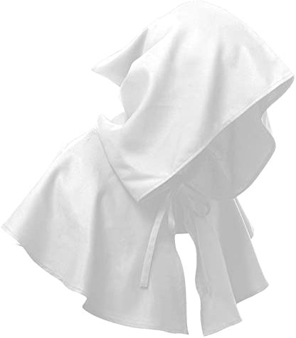 Beokeuioe Wicca Pagan Haube Hut Mittelalter Kapuze Schafwollfilz Mittelalterliche Kleidung Gugel Kapuzen Halloween Umhang Gugel Mantel Cosplay Kostüm für Herren Damen Karneval