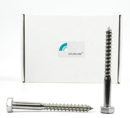 DAUMLINK® 25 Sechskant-Holzschrauben aus rostfreiem Edelstahl DIN 571 (25 Stück) für sichere Befestigungen im Holzbau (M10x100 mm)