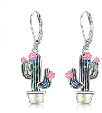 VONALA Kaktus Ohrringe für Damen - 925 Sterling Silber - Dangle Drop - Geschenke für Mädchen