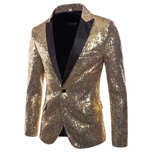 FULUJIDI Sakkos Anzüge Glänzend Gold Pailletten Glitzer Verzierte Blazer Jacke Herren Prom Anzug Blazer Herren Kostüm Bühnen Kleidung Für Sänger