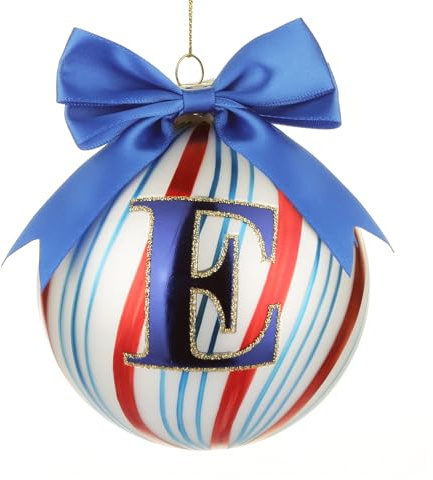 KASANOVA Pallina Natale con lettera E 10 cm Circus blu blu