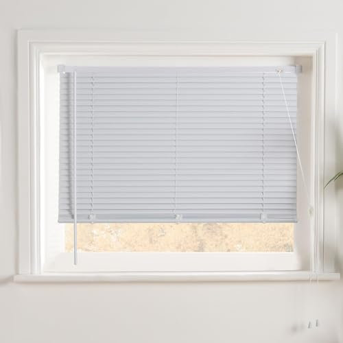 OHS Window Blinds Venetian White, Living Room Office Kitchen PVC Venetian Blinds for Windows Stylish Horizontal Easy Fit Home Use, 150cm x 90cm