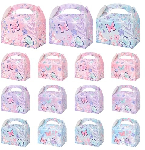 Naapesi Schmetterling Party Boxes, 12 Stück Schachtel aus Karton, Treat Box mit Schönes Schmetterlingsmuster, Schmetterling Geschenkbox für Kinder Geschenke Geburtstags Party Zubehör