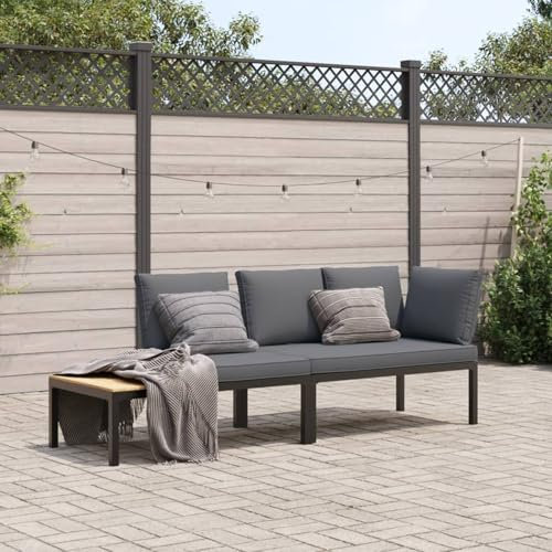 qohoio 2-TLG. Garten-Sofagarnitur mit Kissen GartenmöBel Set Lounge Sofa Outdoor Gartenlounge Outdoor Schwarz Aluminium - 3283684