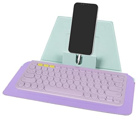 GEEKRIA Compact Keyboard Case, Vegan Leather Travel Case with Phone and Tablet Holder, Compatible with Logitech Pebble Keys 2 K380s / K380, Magic Keyboard (Daydream Mint)