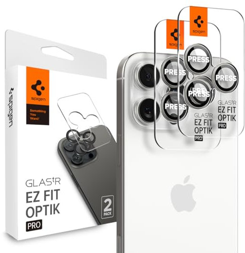 Spigen Glas.tR EZ Fit Optik Pro Tempered Glass Camera Lens Protector for iPhone 16 Pro, iPhone 16 Pro Max - White Titanium (2P)