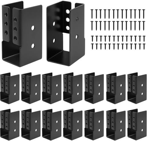 Andorm 16 Pack 2X4 Concealed Joist Hanger Bracket for Wood, Pergola Rafter Bracket 2 x 4 Powder Coated Black with Screws for Beam/Swing/Handrail/Fence