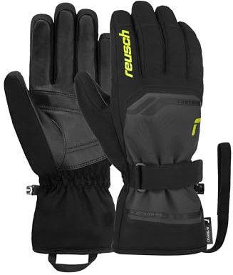 Reusch Primus R-TEX XT sehr warme, wasserdichte, Winddichte und atmungsaktive Unisex Winterhandschuhe Fingerhandschuhe Schneehandschuhe Skihandschuhe Herren Damen, schwarz-gelb, 8,5