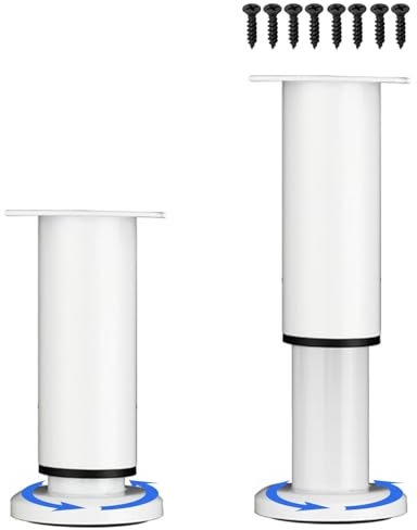 LJMbed 2 Stück Möbelfüße Metall, Möbelfüß Höhenverstellbar Set 25cm-42cm Einstellbar Stahl Bettfüße Ersatz Stützfüße Tischbeine für Möbel Sofa Bett. (Weiß-2, 18cm-31cm)