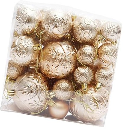 50Pcs Christmas Ball Ornaments Xmas Decor Decorative Christmas Tree Hanging Decorations for Festival Anniversary Thanksgiving, Champagne