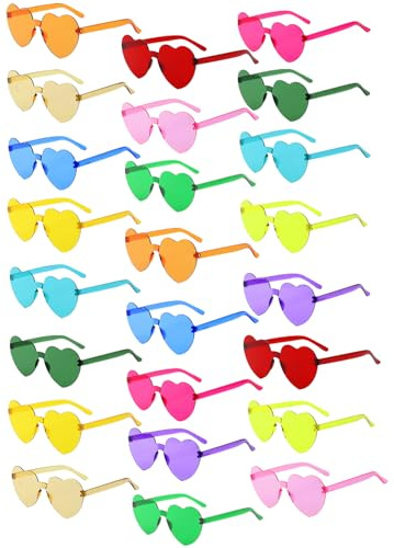 BIRDDIE Lot de 12/24/36 Lunettes de Soleil Coloré Lunette de Soleil Plastique Hippie Rétro Transparentes Multicolores Lunettes sans Monture pour Carnaval Fête Anniversaire
