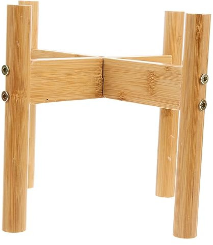 STOBOK Single Raised Dog Bowl Stand Elevated Bamboo Cat Food Bowl Holder Small Pet Feeder Stand Wooden Pet Support Rack for Household Use 18cm