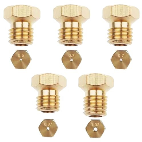 Gicleur Gaz Butane Universels, Gicleur Gaz De Ville, Injecteur de Gaz Gicleur Bouteille Kit de Conversion, 1x0,5, 2x0,7, 1x0,87, 1x1,02, pour Bruleur Gaz Gaziniere Gaz, Cuisiniere Gaz Four Gaz (5)