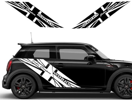 NonWoohdf Autotür-Seitenaufkleber, DIY Union Jack Styling Dekor Aufkleber, passend für Mini Cooper S One JCW F56 F55 F57 R55 R56 R60 R61 F60