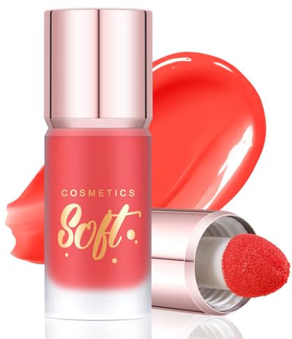 Boobeen Soft Liquid Blush Makeup für Wangen, leicht und aufbaubar, dünner Wangen-Makeup-Stick für natürliche Farbe, Creme-Röte leicht zu mischen, mit eingebautem Pinsel