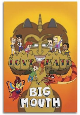 NJRHWKN Big Mouth Anime-TV-Show-Poster, dekoratives Gemälde, Leinwand, Wandposter und Kunstdruck, moderne Familienschlafzimmer-Dekoration, Poster, 20 x 30 cm