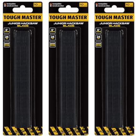 TOUGH MASTER Hacksaw Blades 150mm 30pcs Set Bow Saw 6 Replacement Blades for Small Junior Saw, Professional 24TPI Metal Blades for Metal, Wood, PVC PEX ABS Plastic Pack of 30